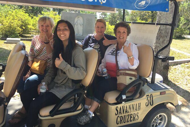 Golf Cart Tours, Bonaventure Cemetery Savannah Cruzers - Comfort details: bottled water, bug spray, and sitting smart